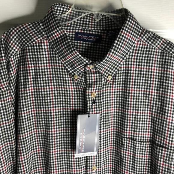 Roundtree & Yorke Men's Portuguese Flannel Button Down Shirt NEW ~ Size 3XT - Picture 3 of 4
